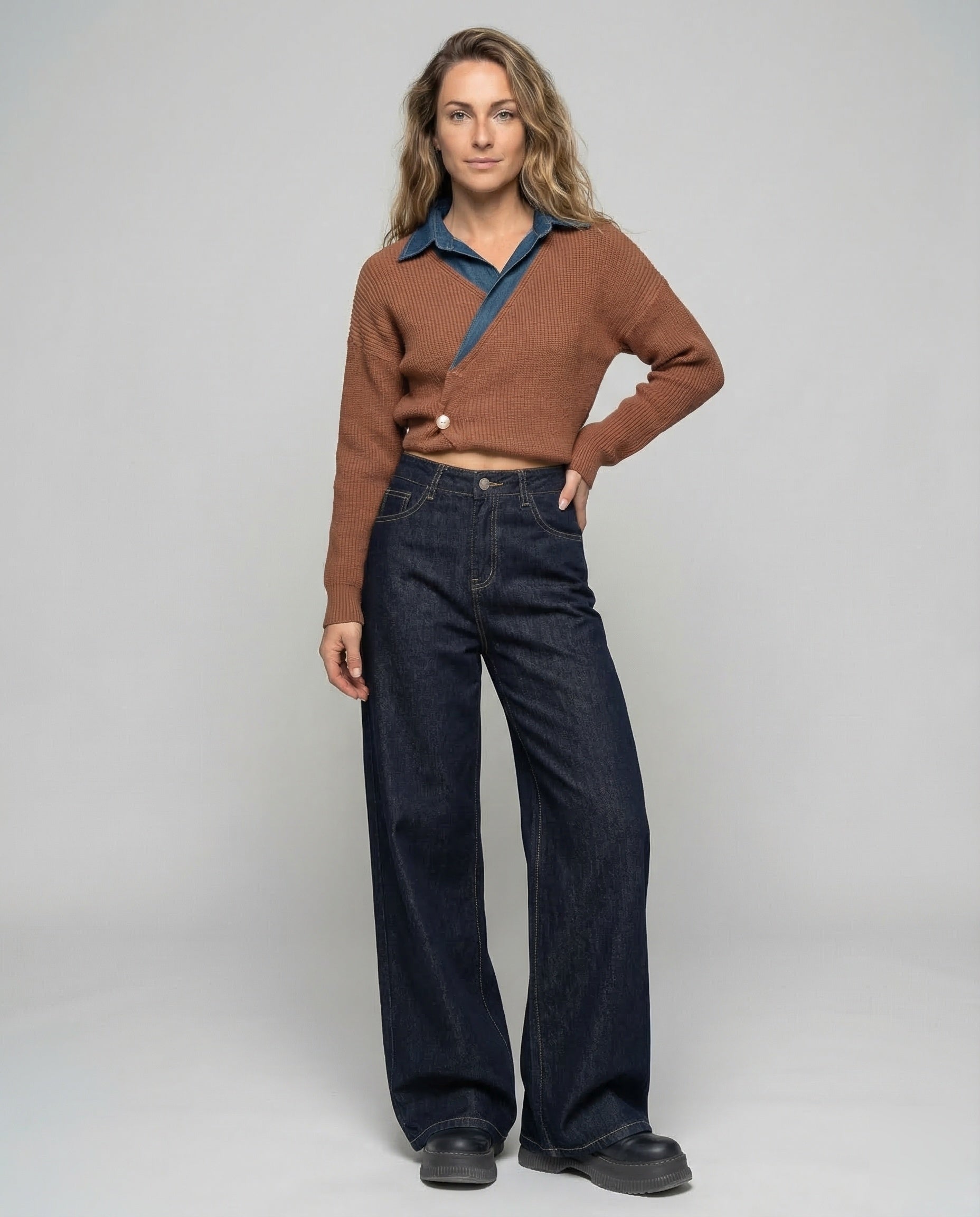 Damen High Waist Jeans Culotte - Norvielle