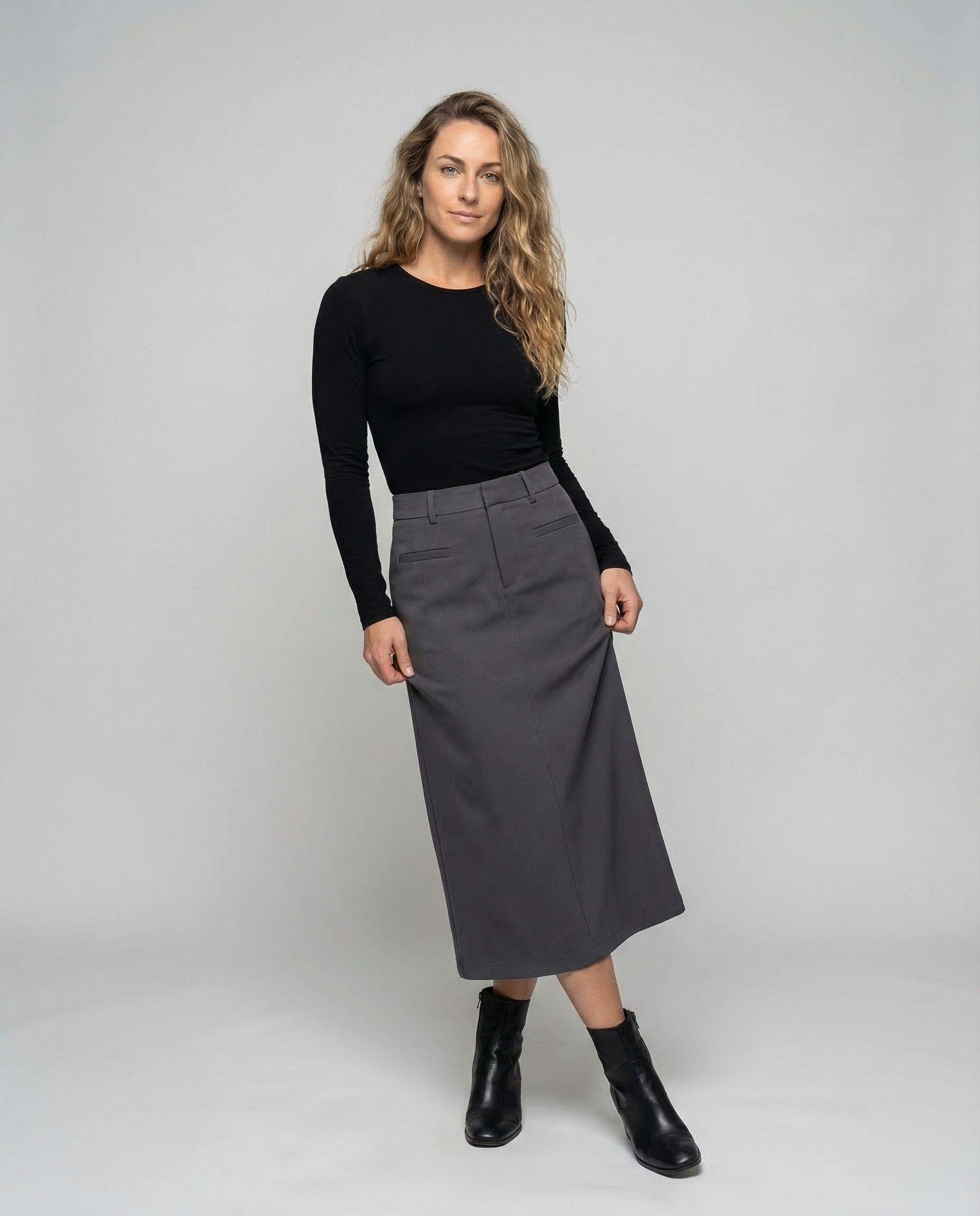 Damen Midirock Mit Schlitz - Norvielle