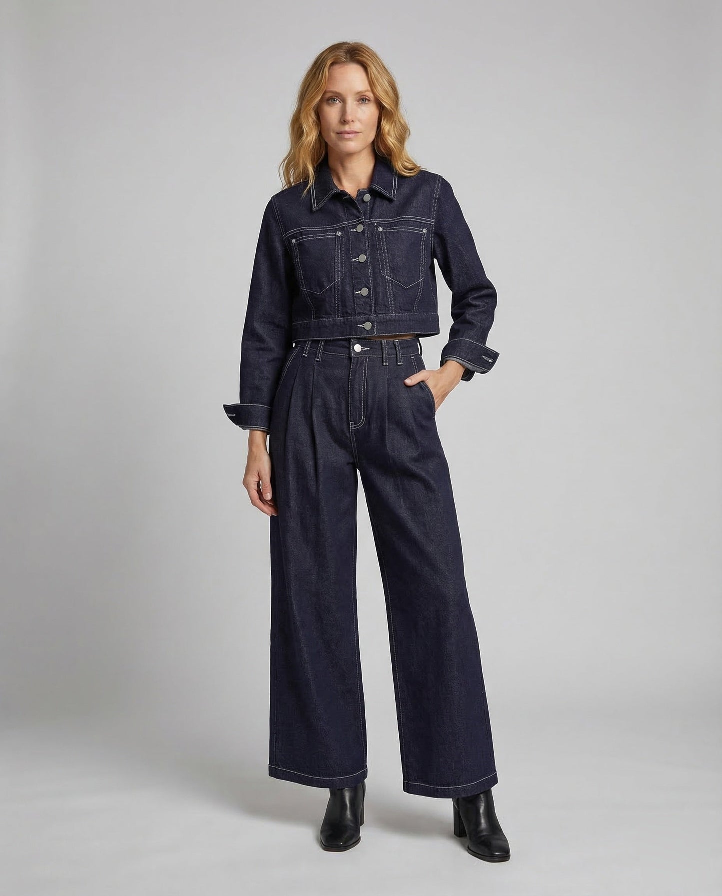 Damen Denim-Hose-Set Blau - Norvielle