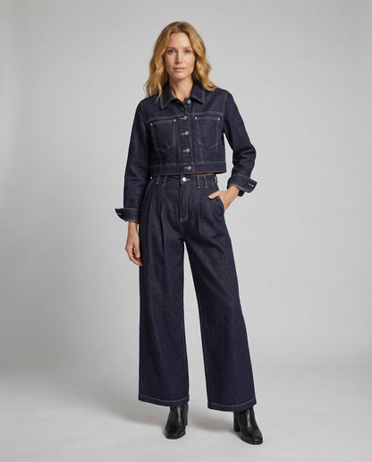 Damen Denim-Hose-Set Blau - Norvielle