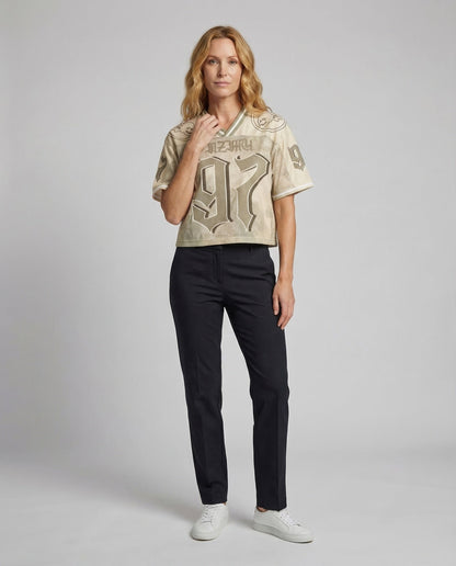 Damen Netztop Retro-Print - Norvielle