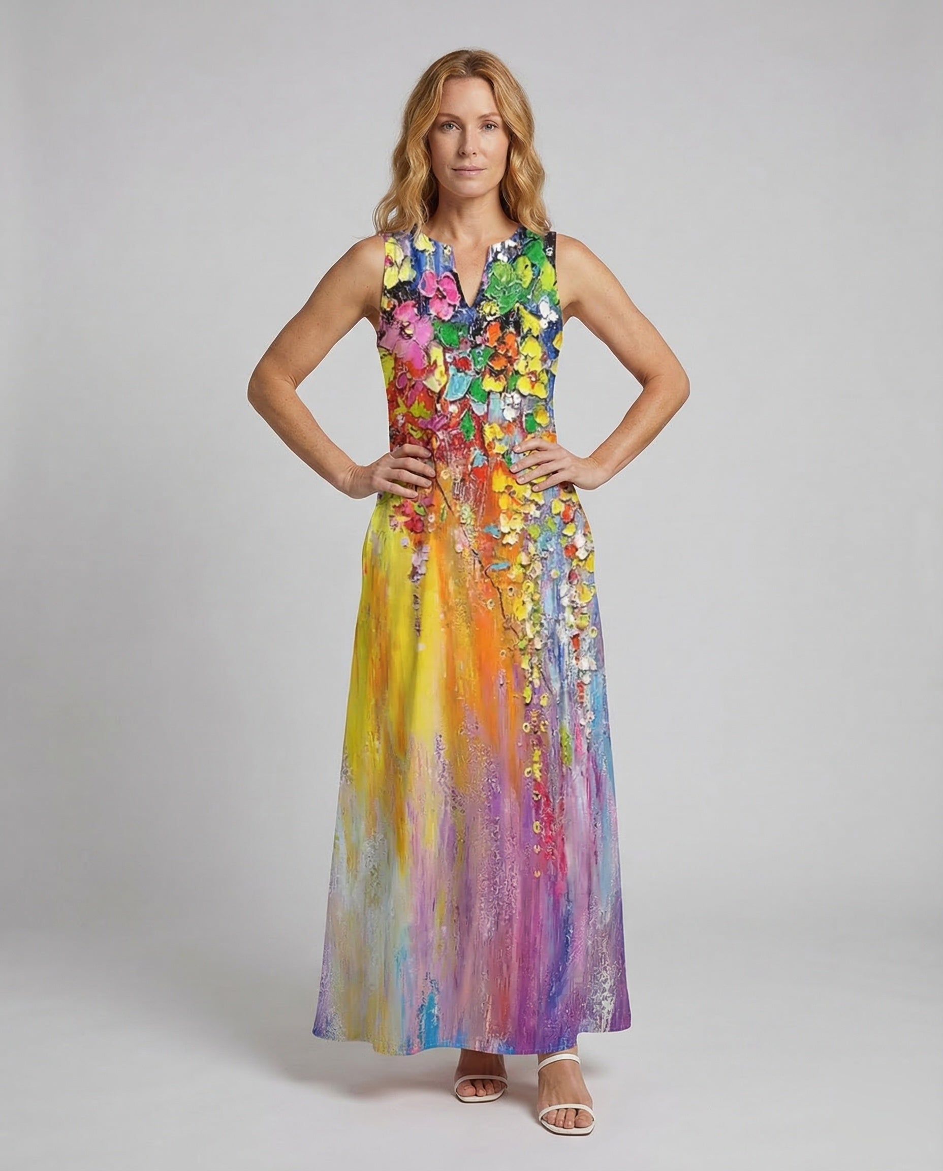 Damen Maxikleid A-Linie mit Print - Norvielle