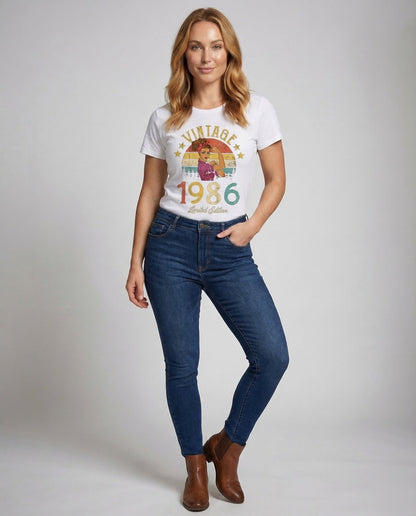 Damen T-Shirt Retro-Print Baumwolle - Norvielle