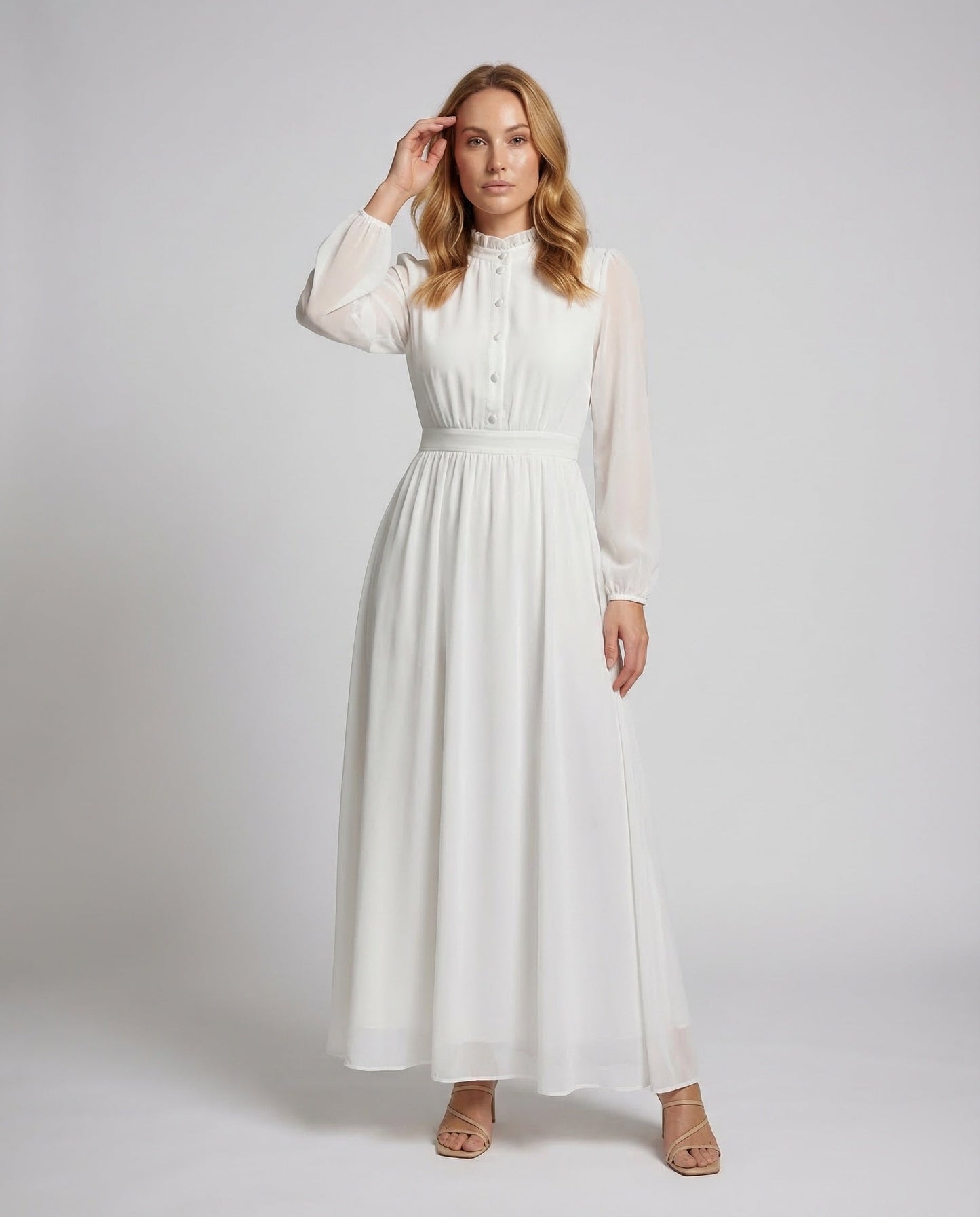 Damen Maxikleid Chiffon Rüschen - Norvielle