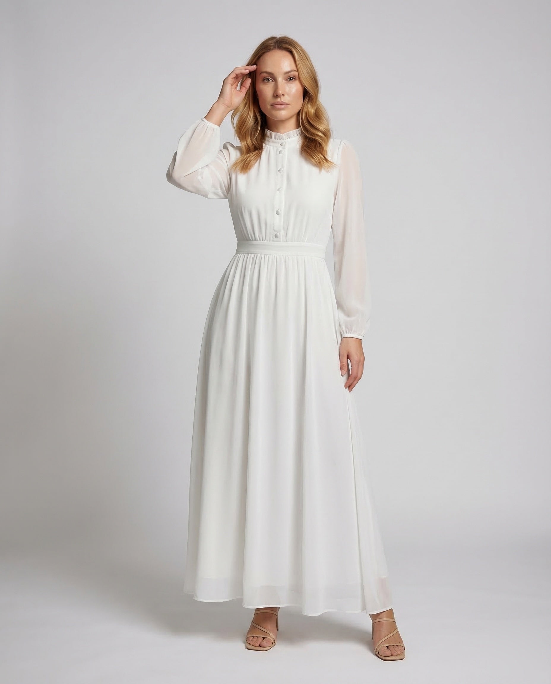 Damen Maxikleid Chiffon Rüschen - Norvielle