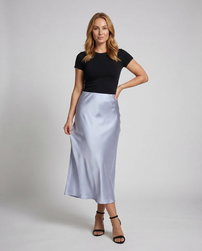 Damen Midirock Satin Drapiert - Norvielle