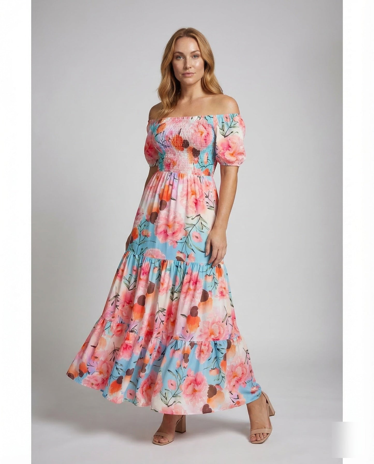 Damen Off-Shoulder-Maxikleid - Norvielle