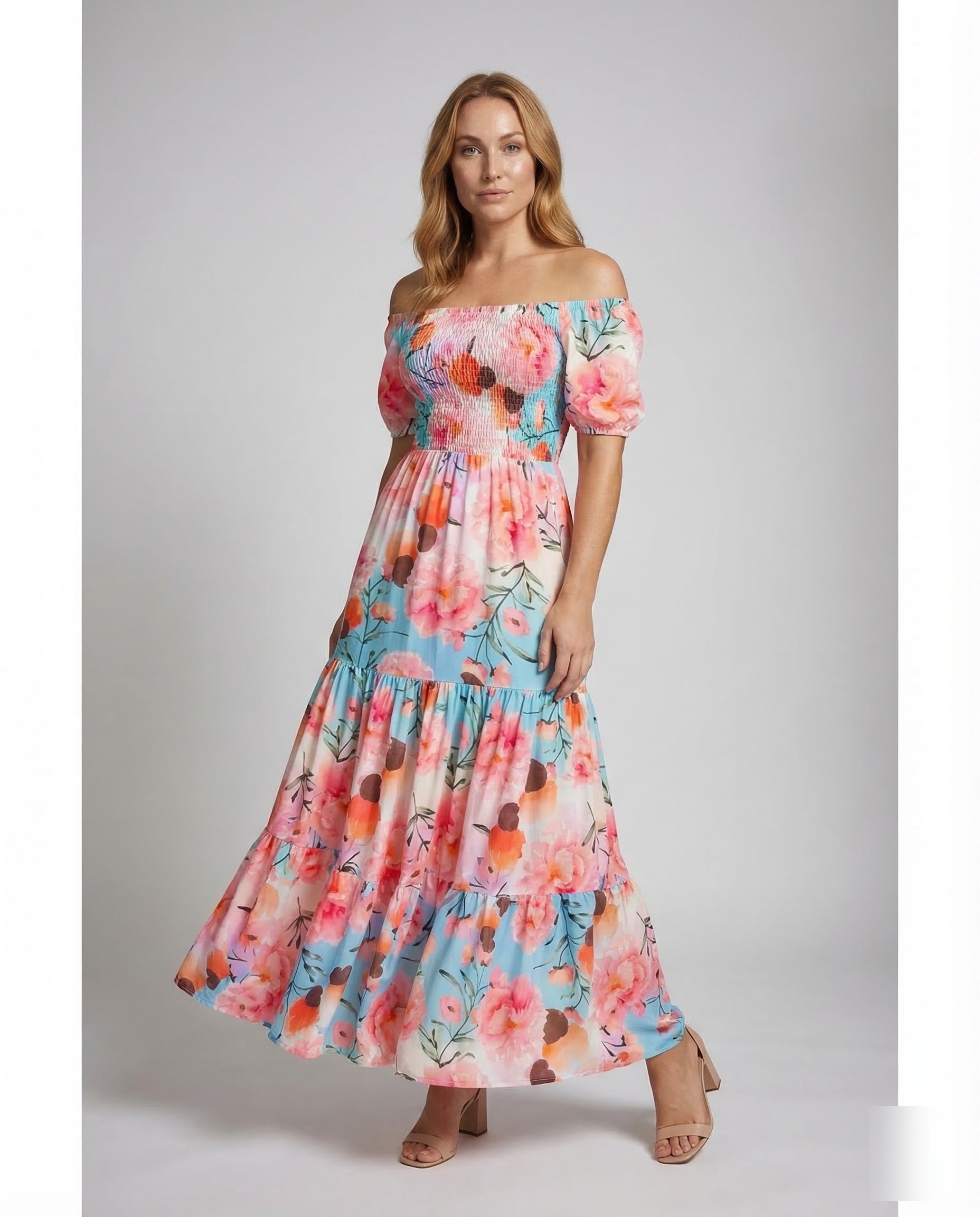 Damen Off-Shoulder-Maxikleid - Norvielle