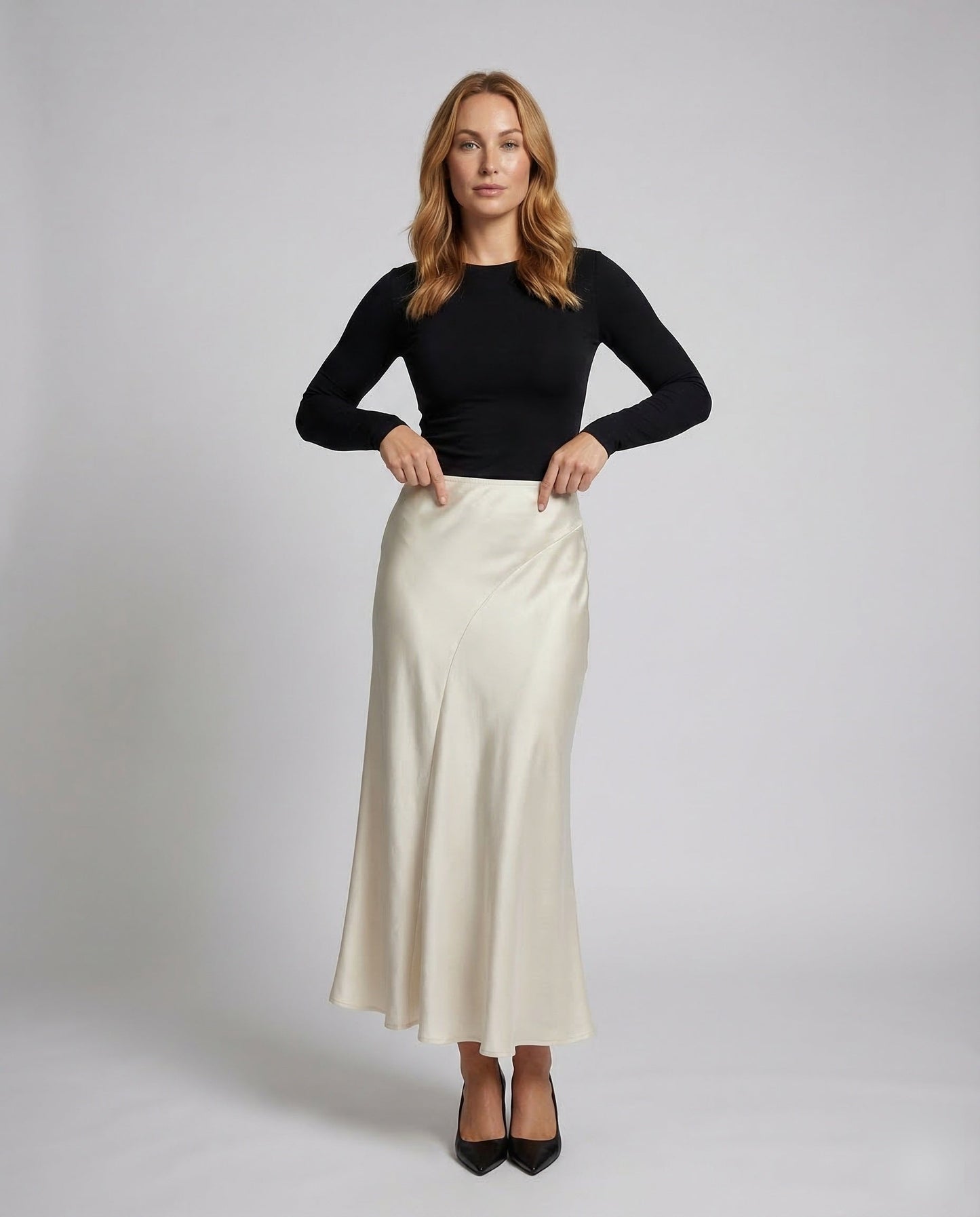 Damen Satin Maxirock Stretch - Norvielle