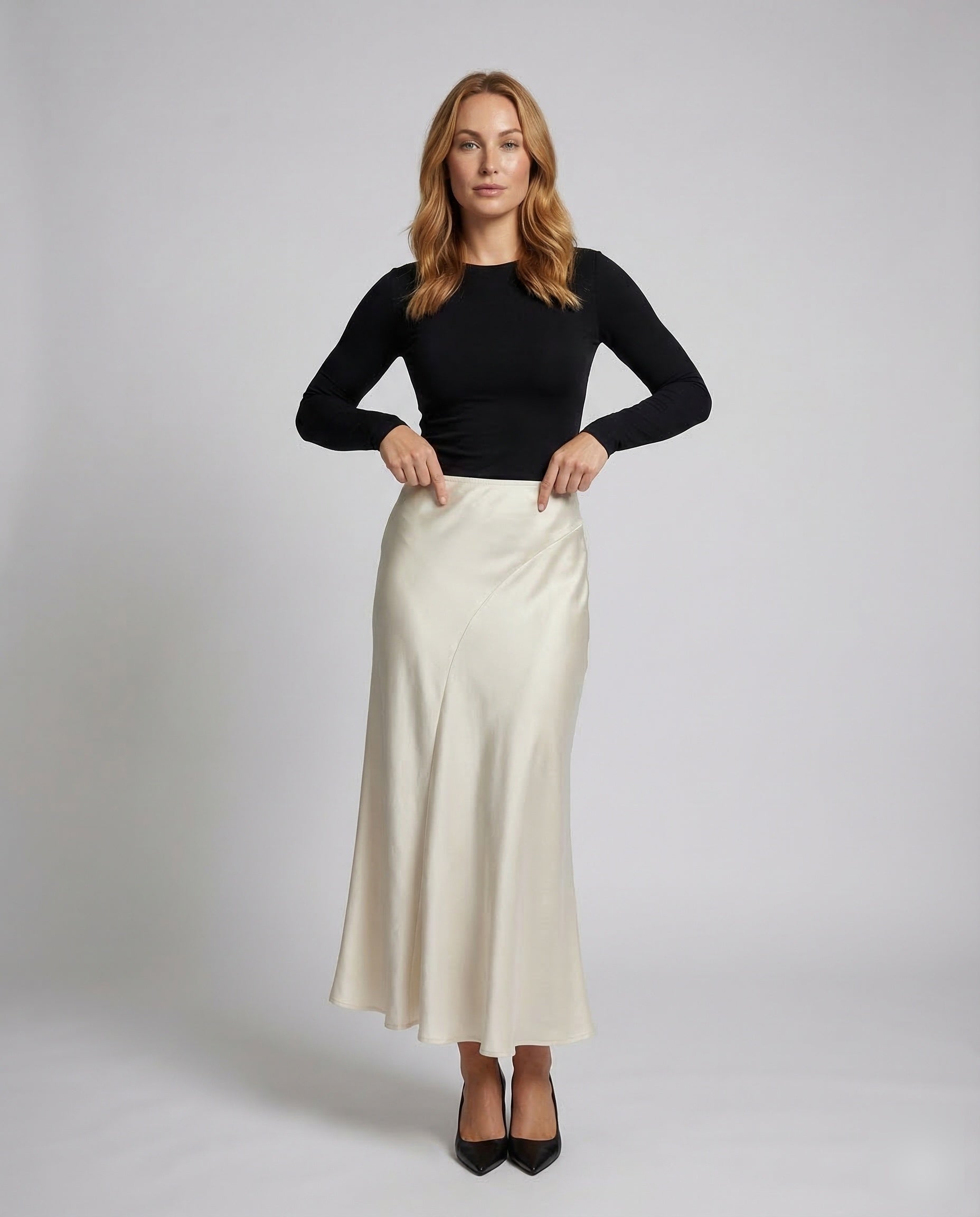 Damen Satin Maxirock Stretch - Norvielle
