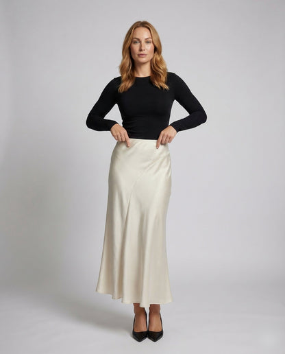 Damen Satin Maxirock Stretch - Norvielle