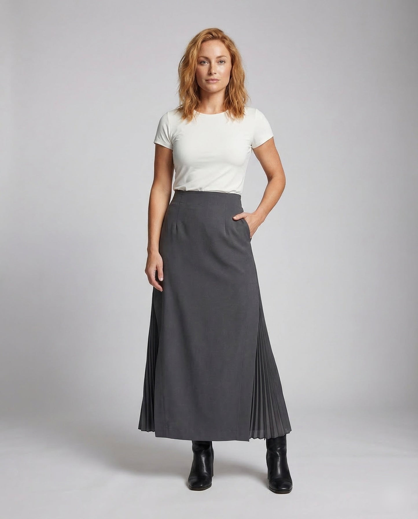 Damen Midirock aus Plissee mit Schlitz - Norvielle