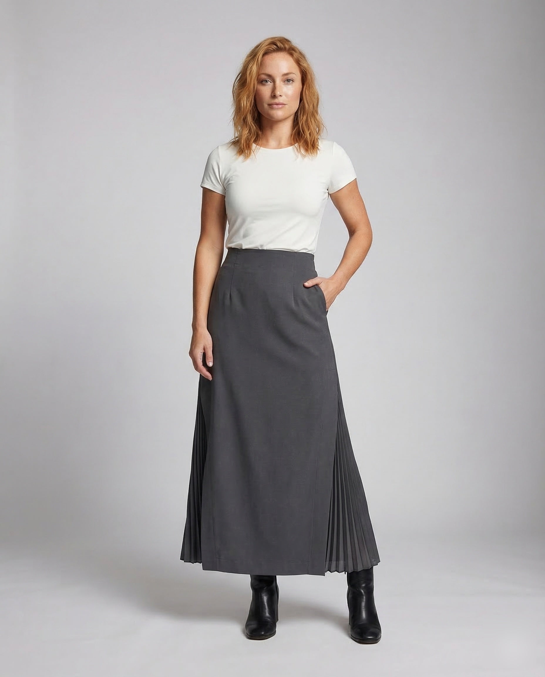 Damen Midirock aus Plissee mit Schlitz - Norvielle