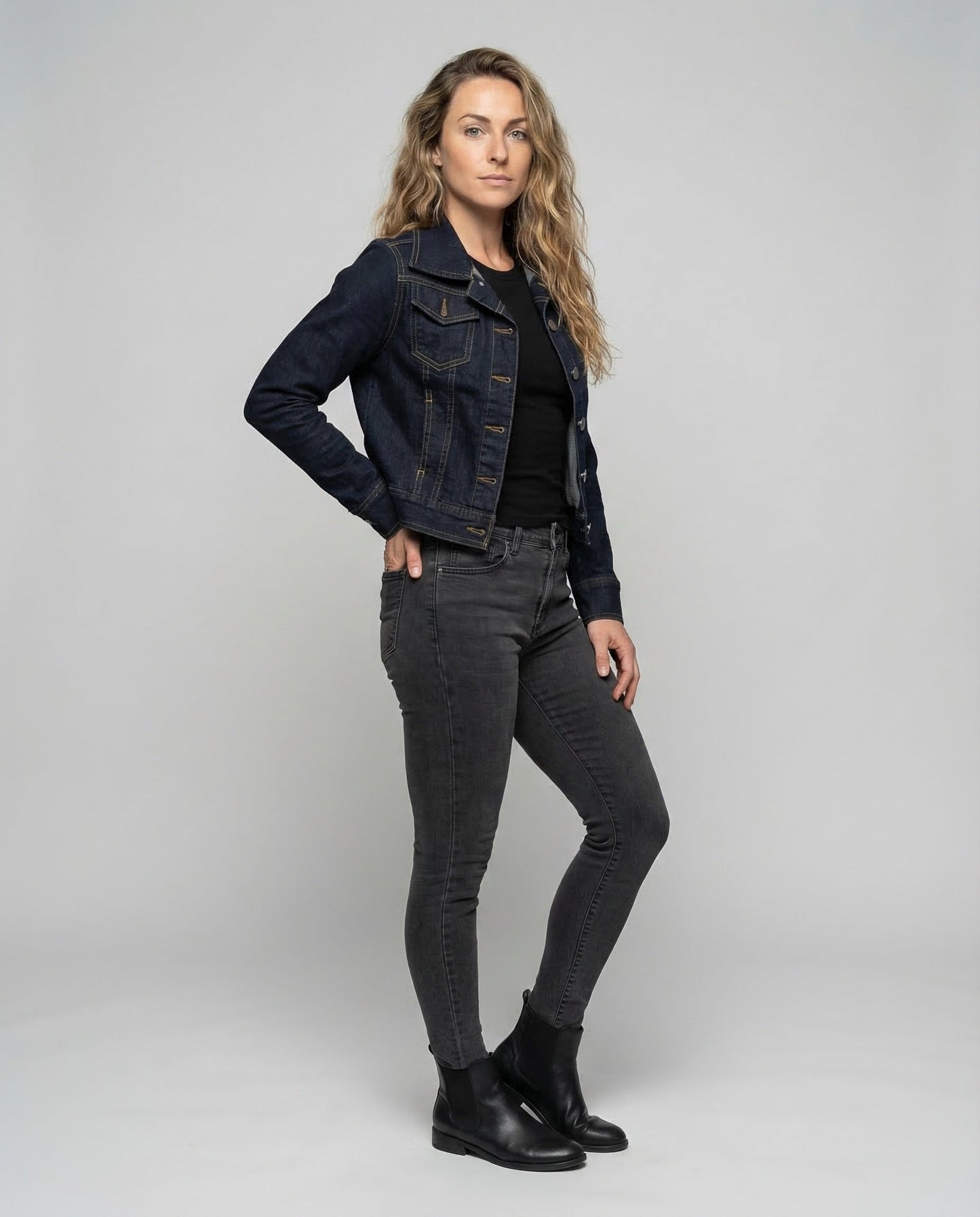 Damen Boxy Jeansjacke Kurz - Norvielle