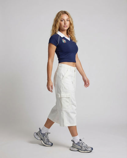 Damen Cargo-Culotte Baumwolle Bequem Schwarz - Norvielle