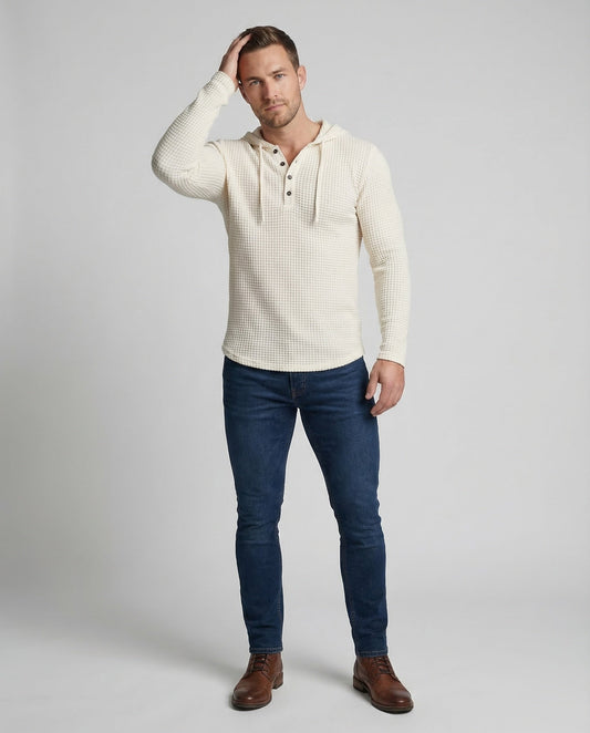 Herren Henley-Shirt Waffelstrick - Norvielle