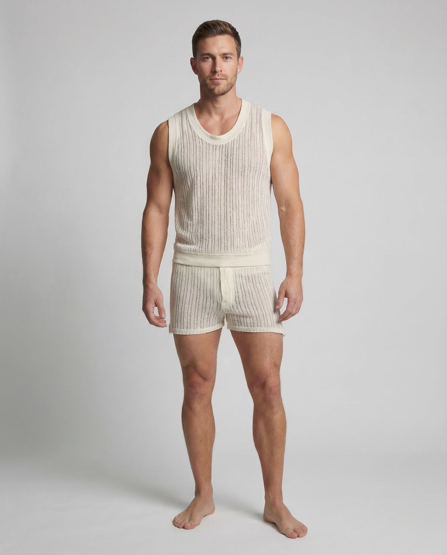 Herren Strickset Sommer Baumwolle Weiß - Norvielle