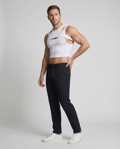 Herren Tanktop Cutout Baumwolle Schwarz - Norvielle