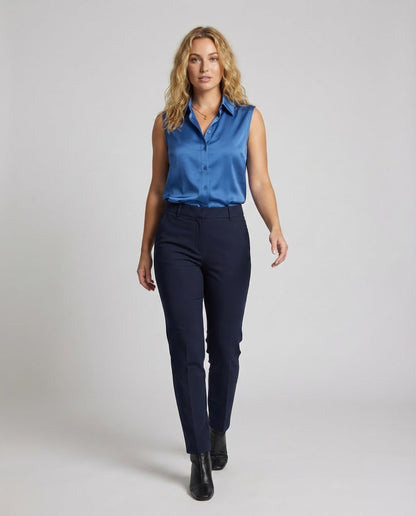 Damen Ärmelloses Satin-Blusenhemd - Norvielle