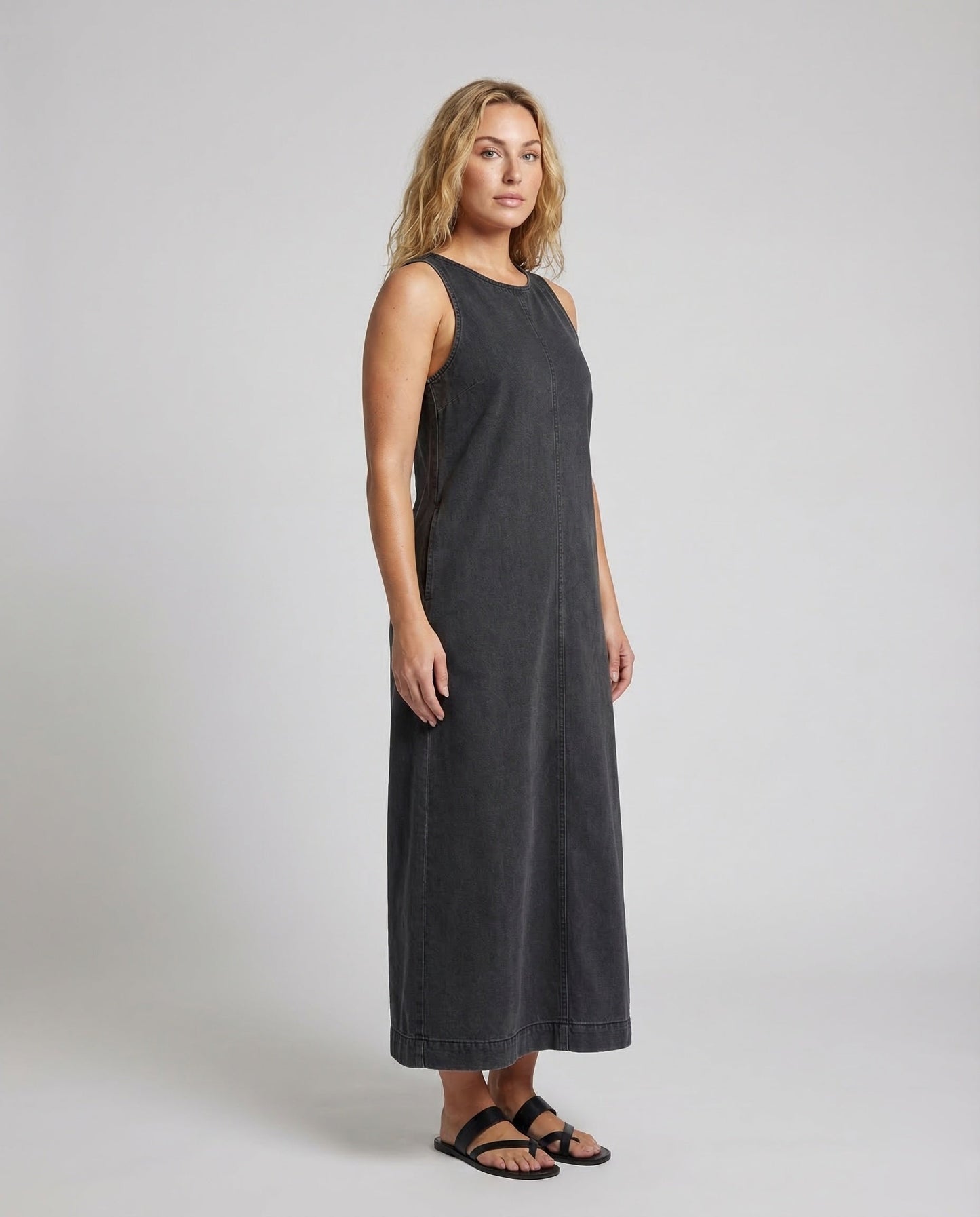 Damen Ärmelloses Denim Maxikleid - Norvielle