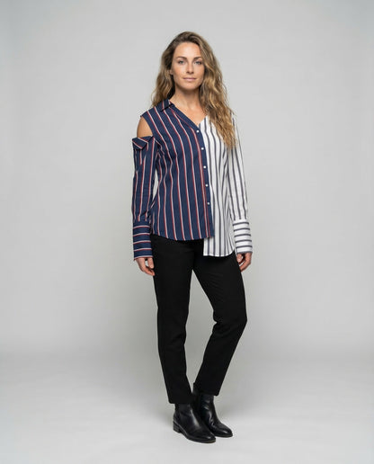 Damen Asymmetrische Weite Hemdbluse - Norvielle