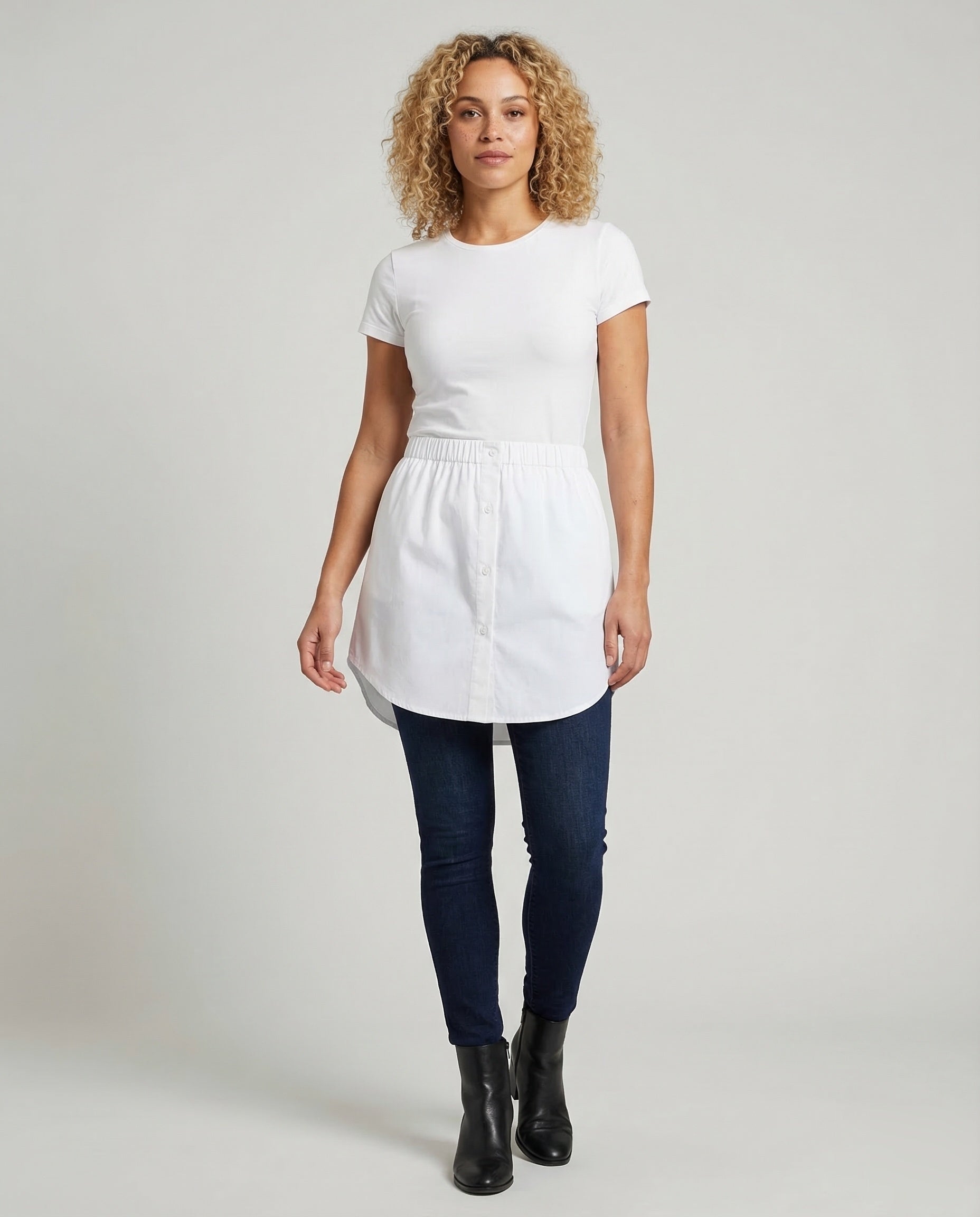 Damen Bluse Knopfleiste Weiß - Norvielle