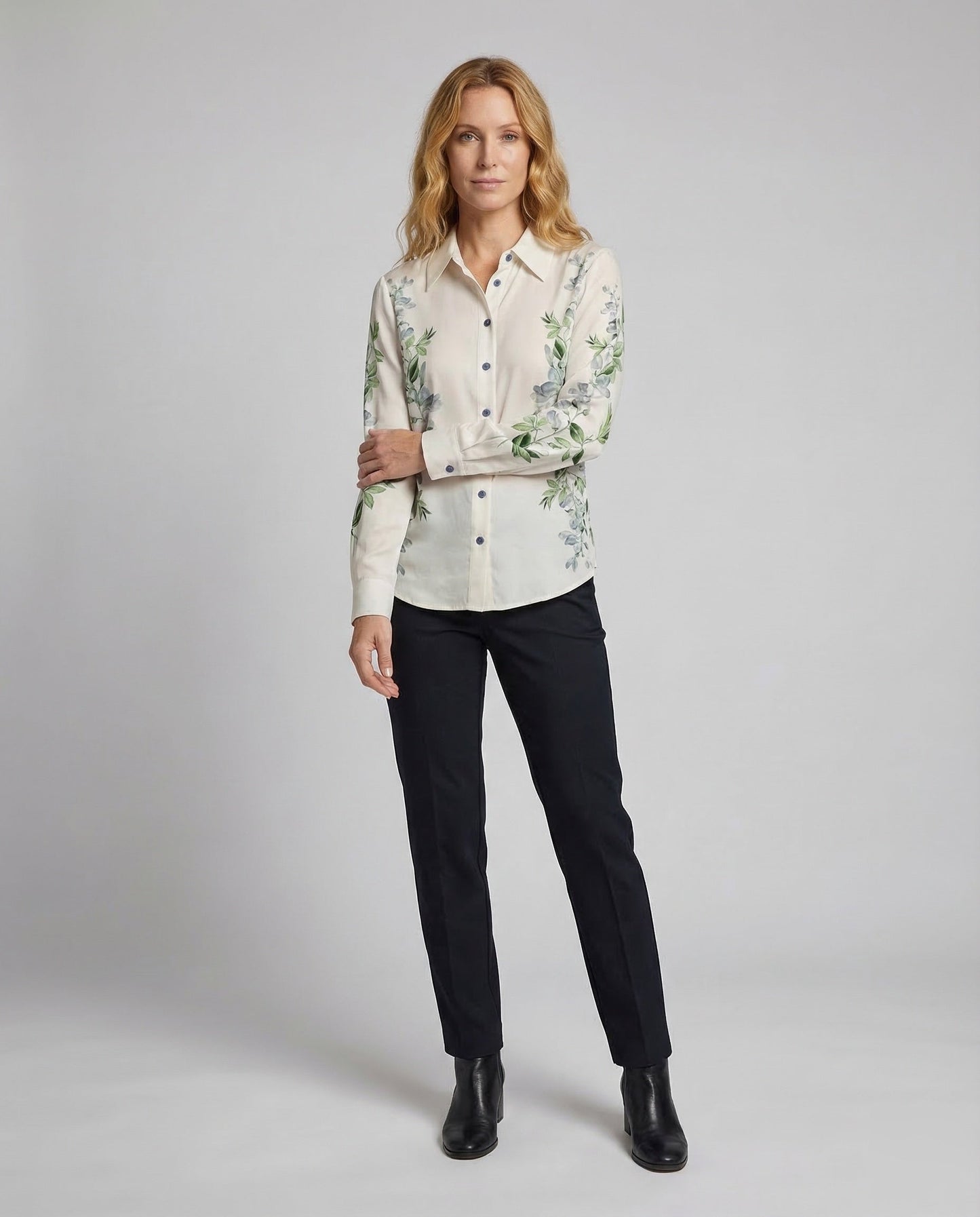 Damen Bluse Blumendruck Drapiert - Norvielle