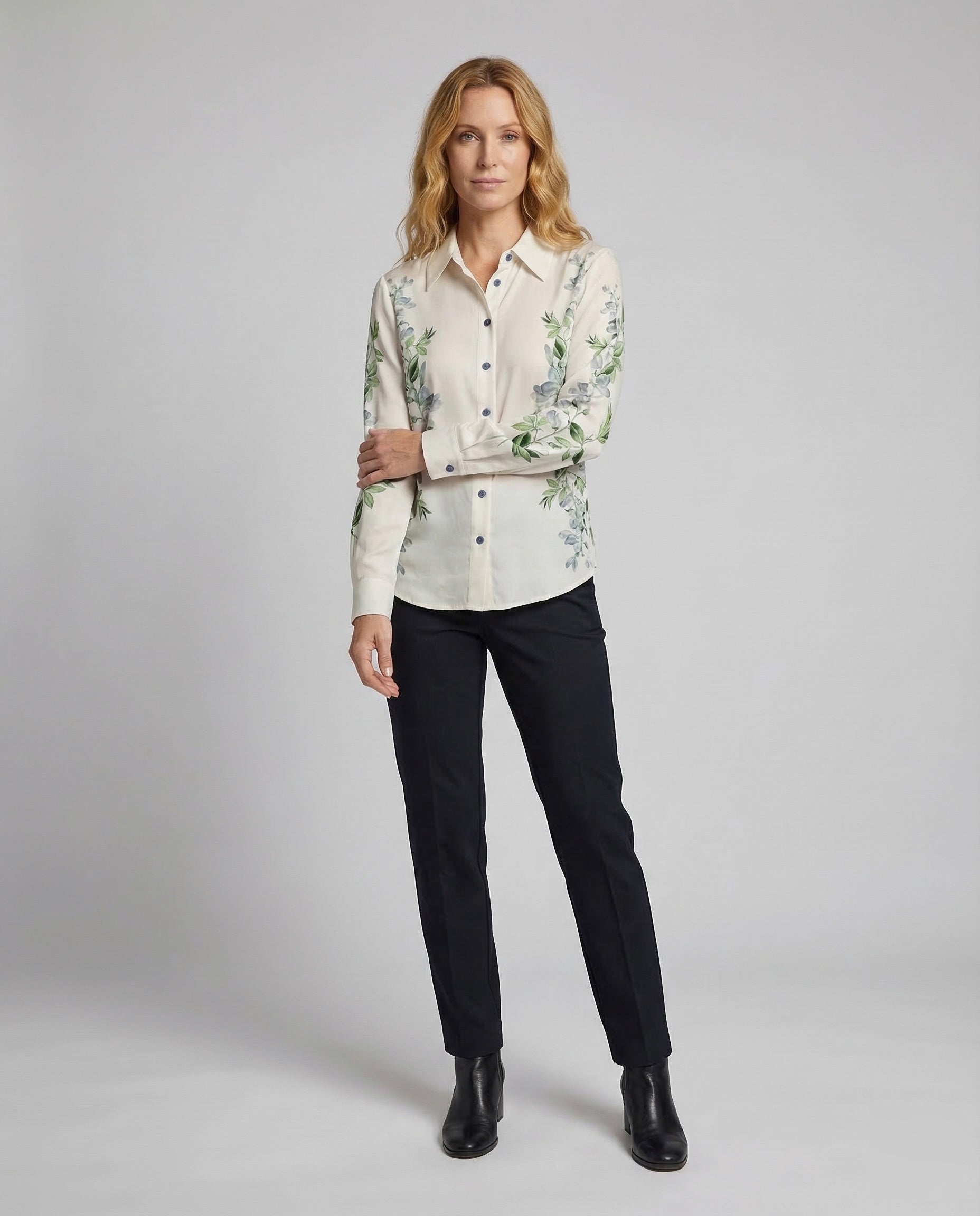 Damen Bluse Blumendruck Drapiert - Norvielle