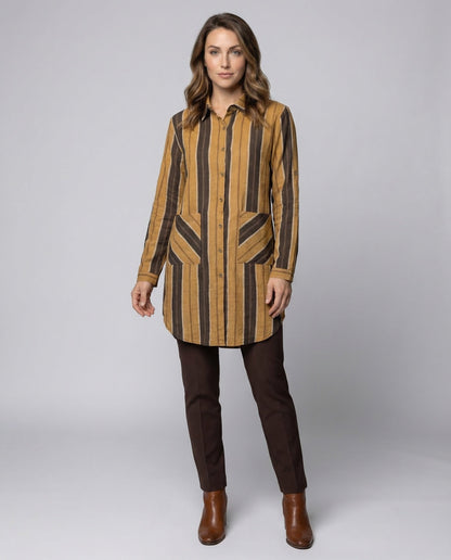Damen Hemdjacke Gestreift Asymmetrisch - Norvielle