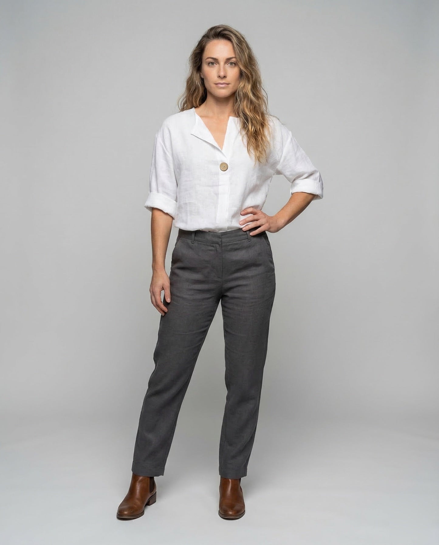 Damen Leinenmischung Hemdtunika - Norvielle