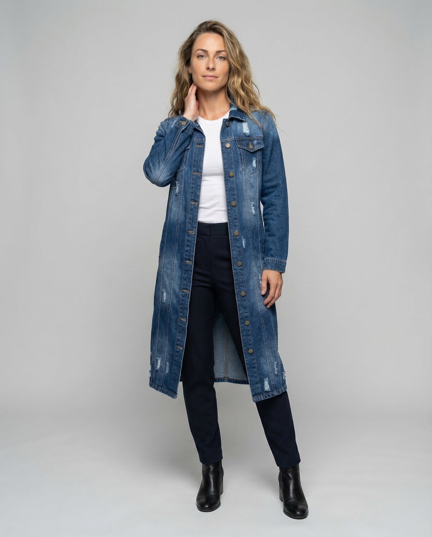 Damen Jeansmidikleid mit Rissdetails - Norvielle