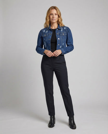 Damen Destroy-Jeansjacke Puffärmel - Norvielle