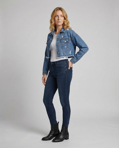Damen Kurze Jeansjacke Ausgefranster Saum wird zu:
Damen Jeansjacke - Norvielle