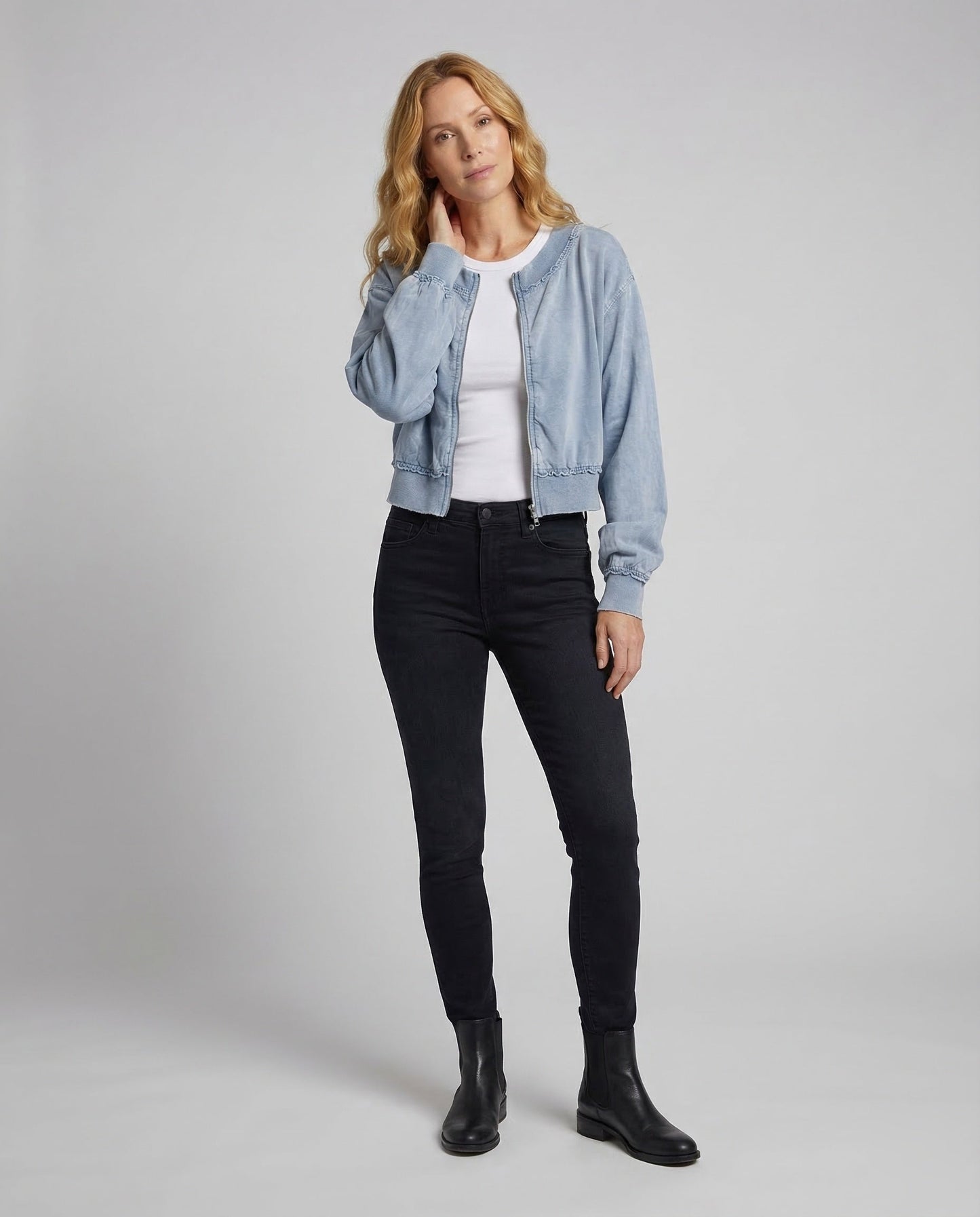 Damen Sweatjacke mit Ballonärmeln und Reißverschluss - Norvielle