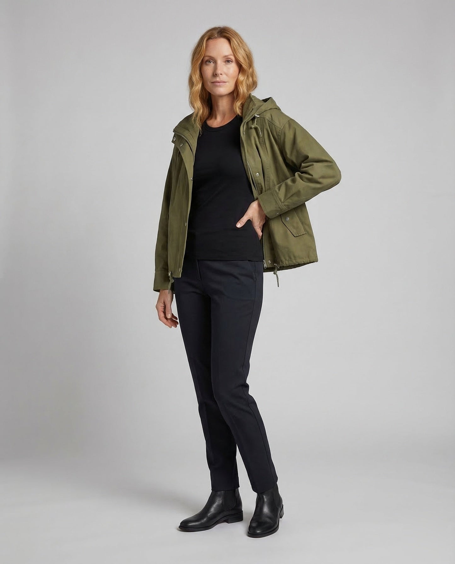 Damen Kurzer Kapuzenparka Mit Tunnelzug - Norvielle