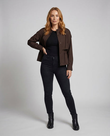 Damen Blousonjacke Kurz Stehkragen - Norvielle