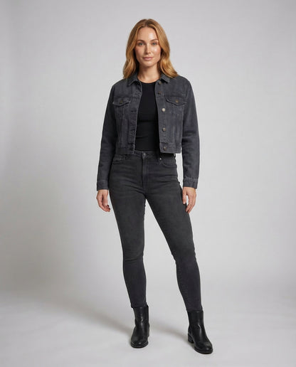 Damen Taillierte Jeansjacke mit Pattentaschen - Norvielle