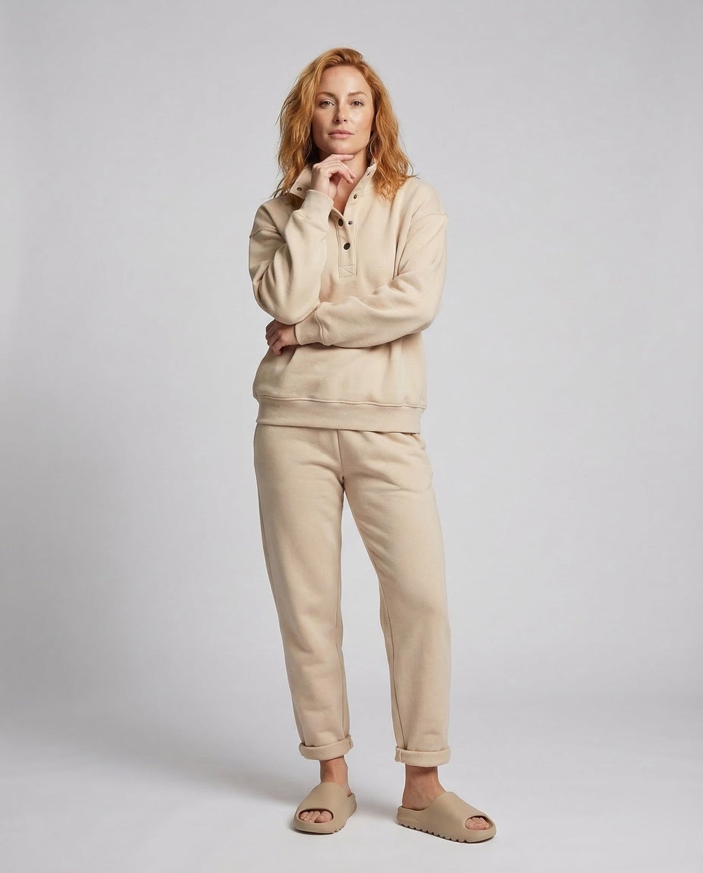 Damen Sweatset Hochkragen Kuschelig Weich - Norvielle