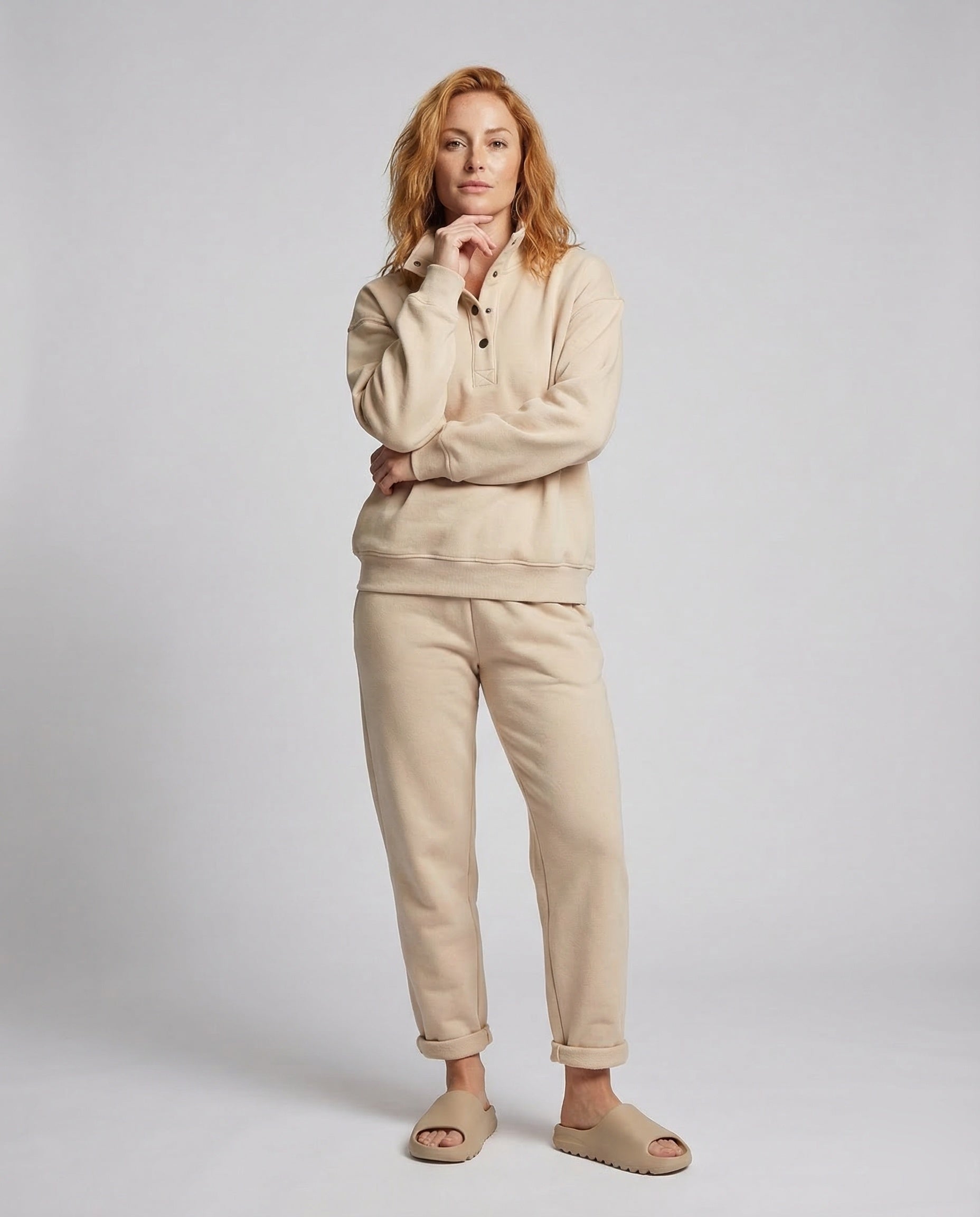 Damen Sweatset Hochkragen Kuschelig Weich - Norvielle