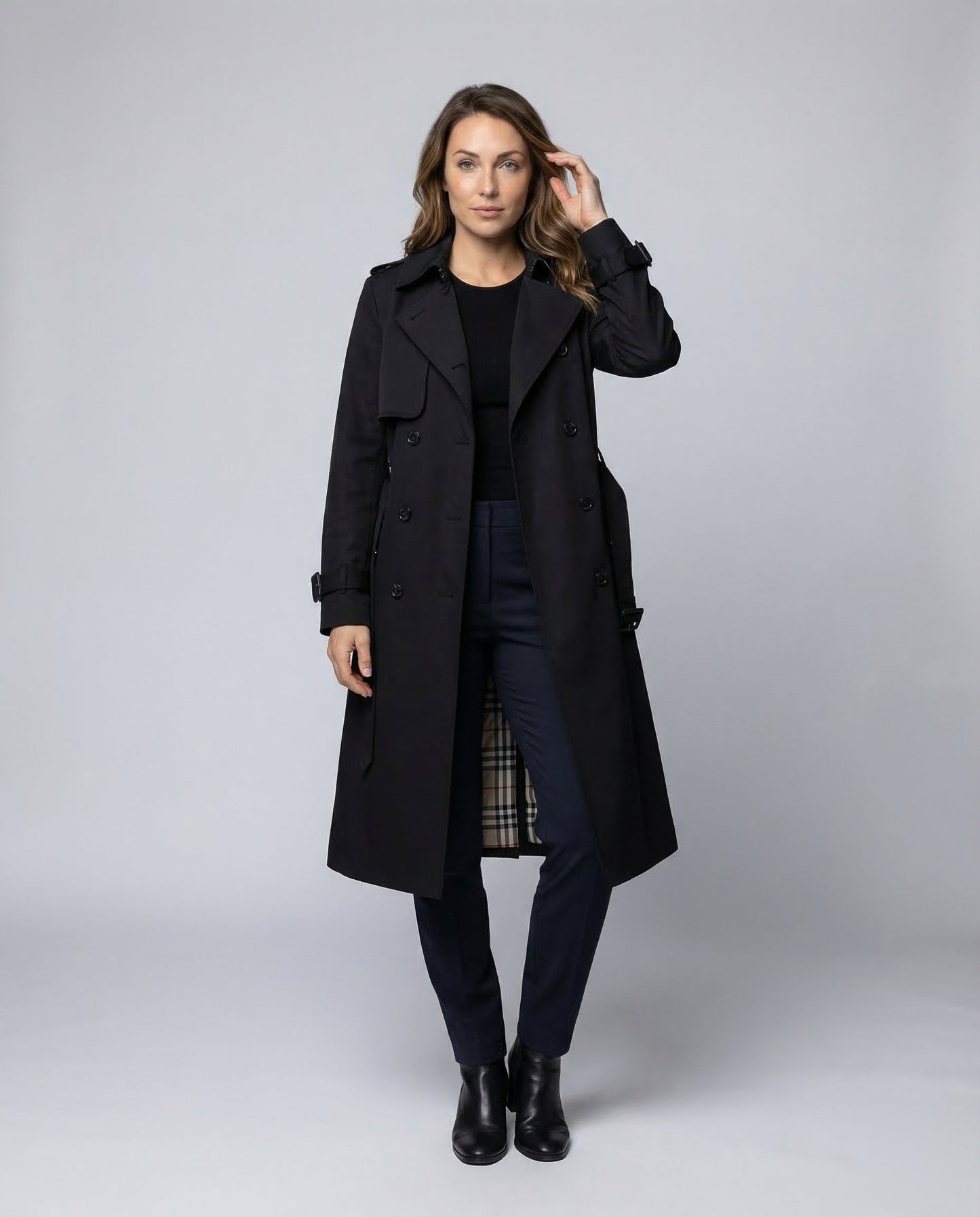Damen Trenchcoat Lang Mit Bindegürtel - Norvielle