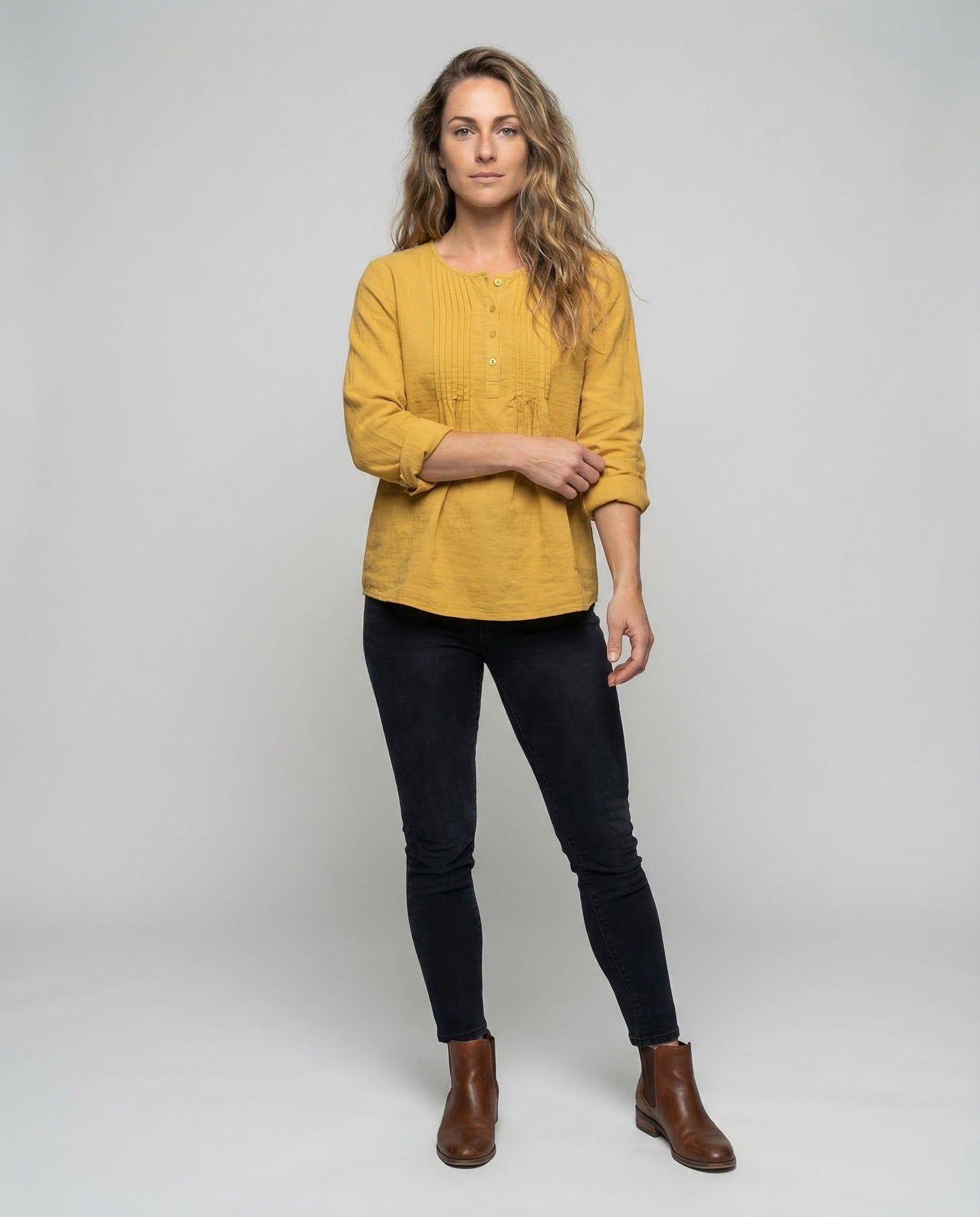 Damen Bluse Mit Brustplissee Lässig - Norvielle