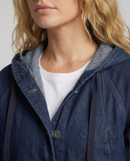 Damen Leichter Denim-Parka Mit Kapuze