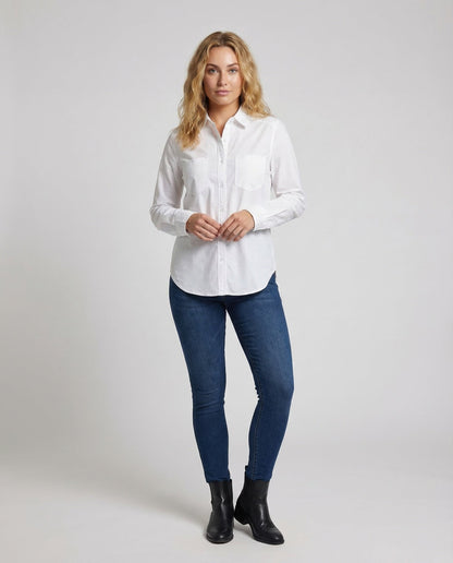 Damen Hemdbluse Taillierte Baumwoll Bluse - Norvielle