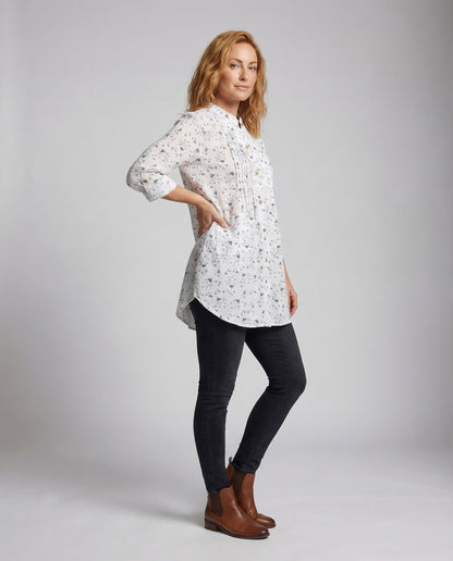 Damen Tunika Bluse Feine Brustfalten - Norvielle
