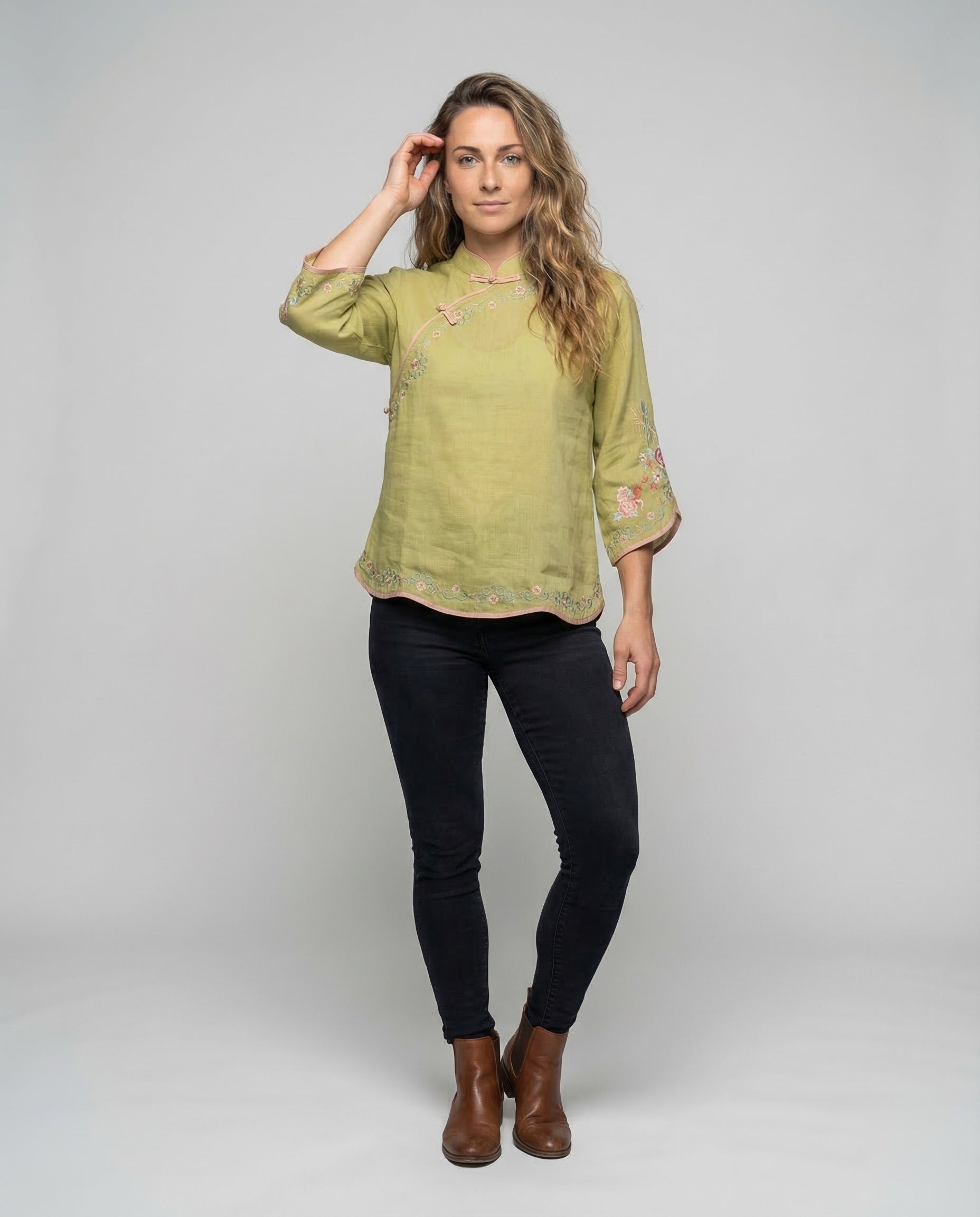 Damen Hemd Florale Stickerei Blumenmuster - Norvielle