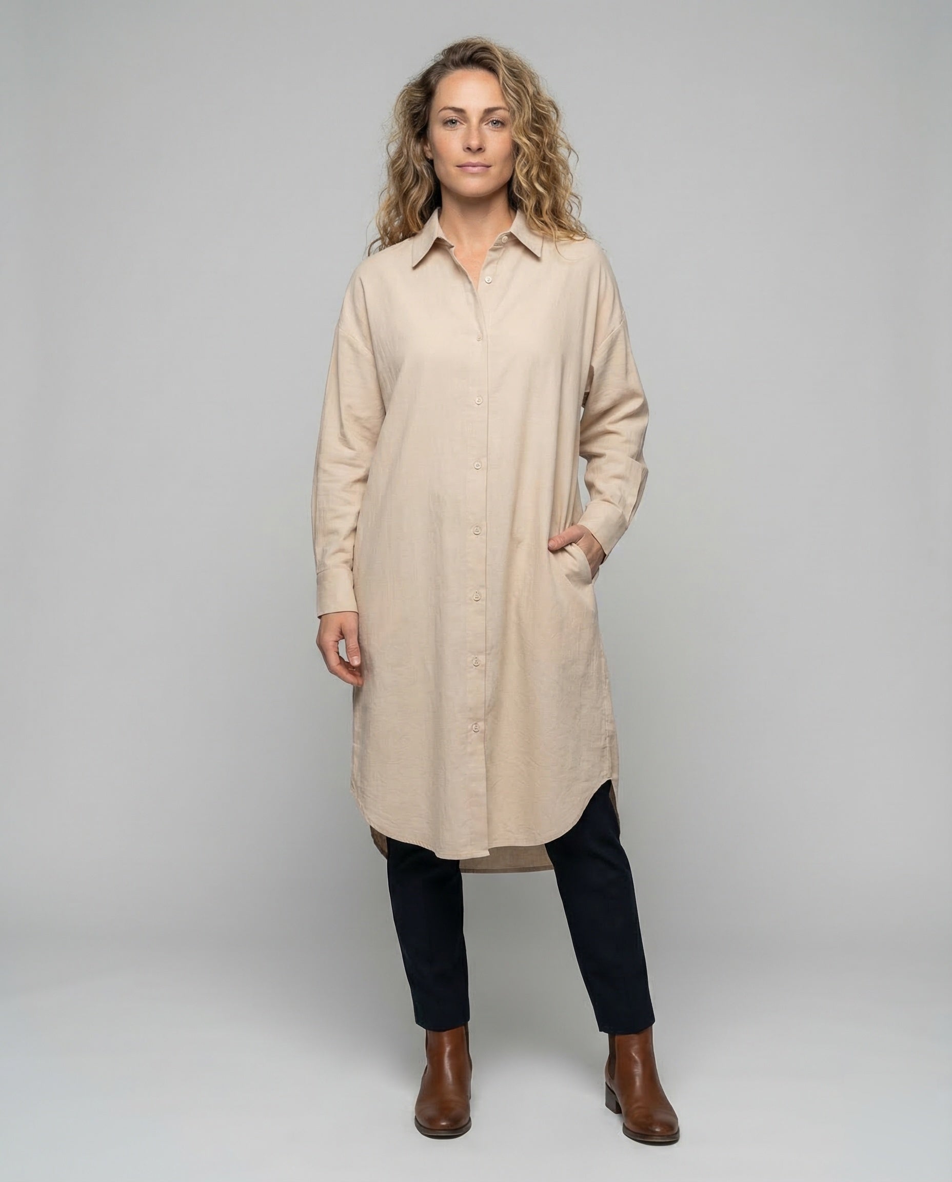 Damen Maxi-Kleid Kastige Passform Bluse-Style - Norvielle