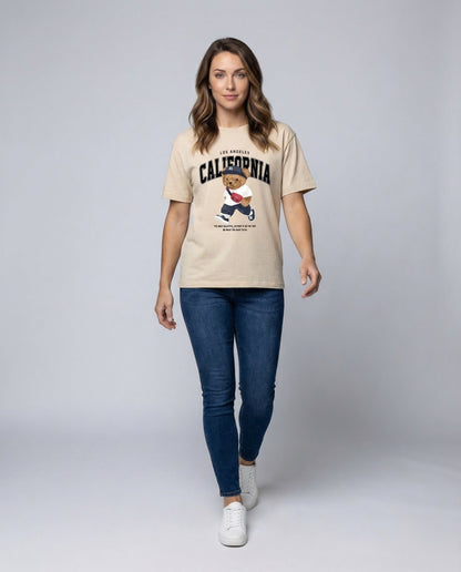 Damen Oversize T-Shirt mit Teddy-Grafik Weich - Norvielle