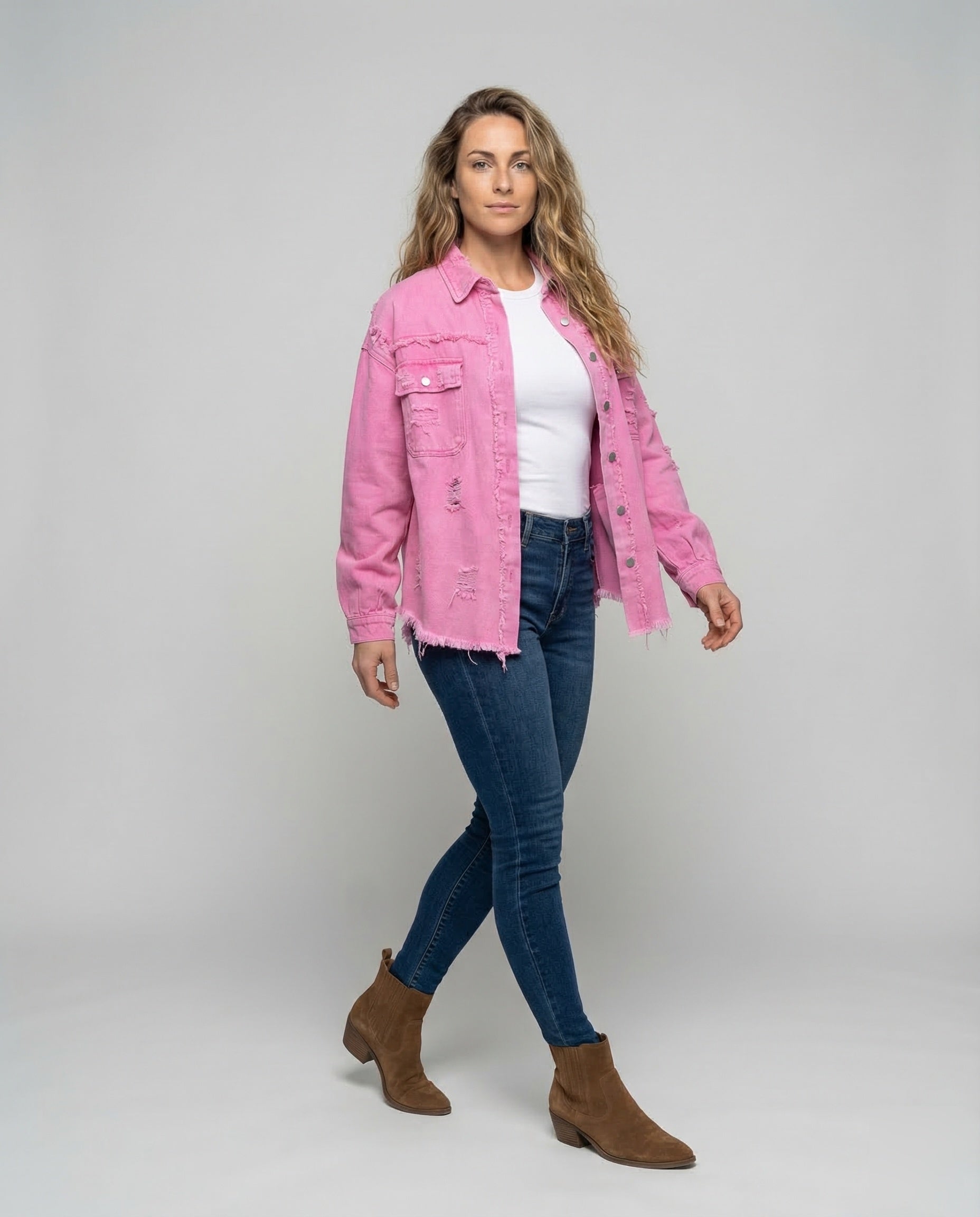Damen Jeans-Hemdjacke Used-Look - Norvielle