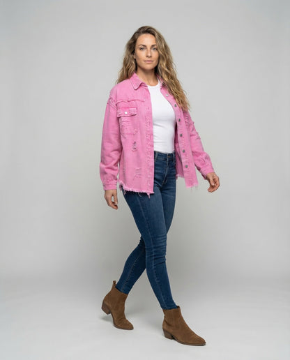 Damen Jeans-Hemdjacke Used-Look - Norvielle