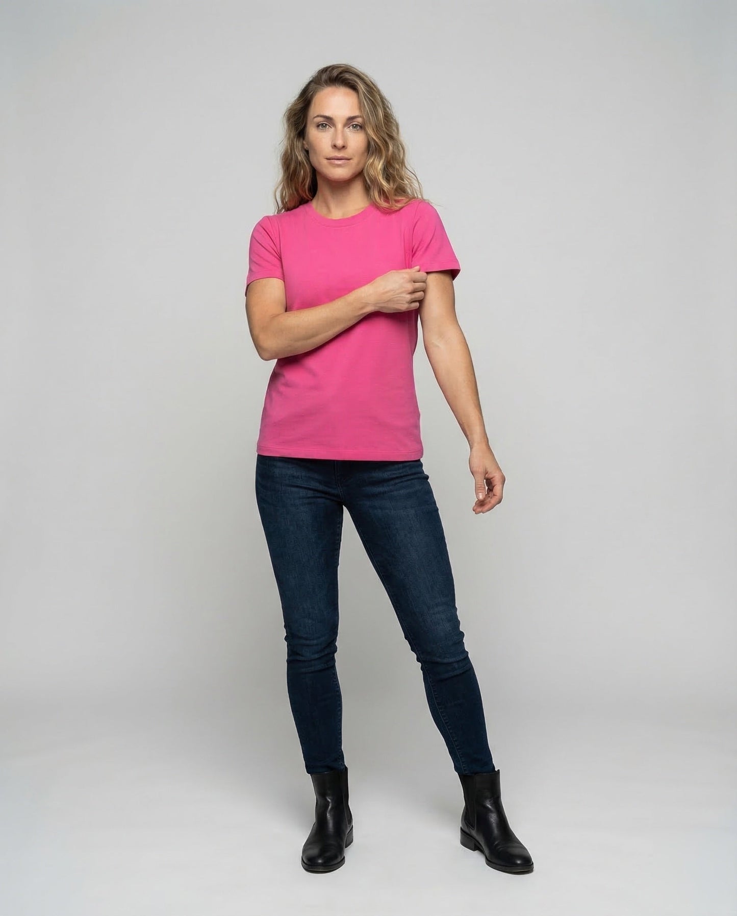 Damen Baumwoll T-Shirt Kastiger Schnitt Weiß - Norvielle